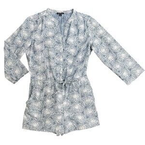 J. Crew Mercantile Shorts Romper Floral Chambray EUC Size 10